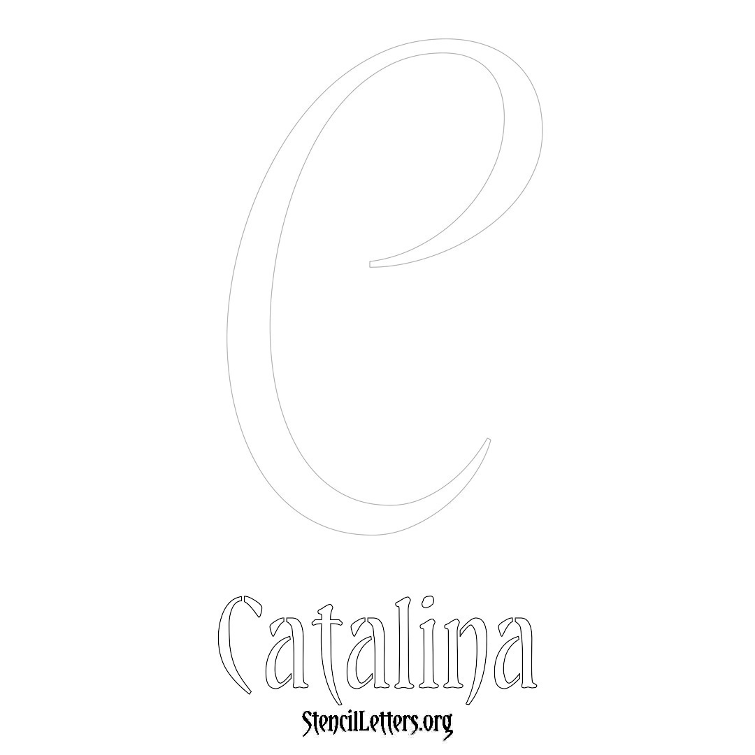 Catalina printable name initial stencil in Vintage Brush Lettering