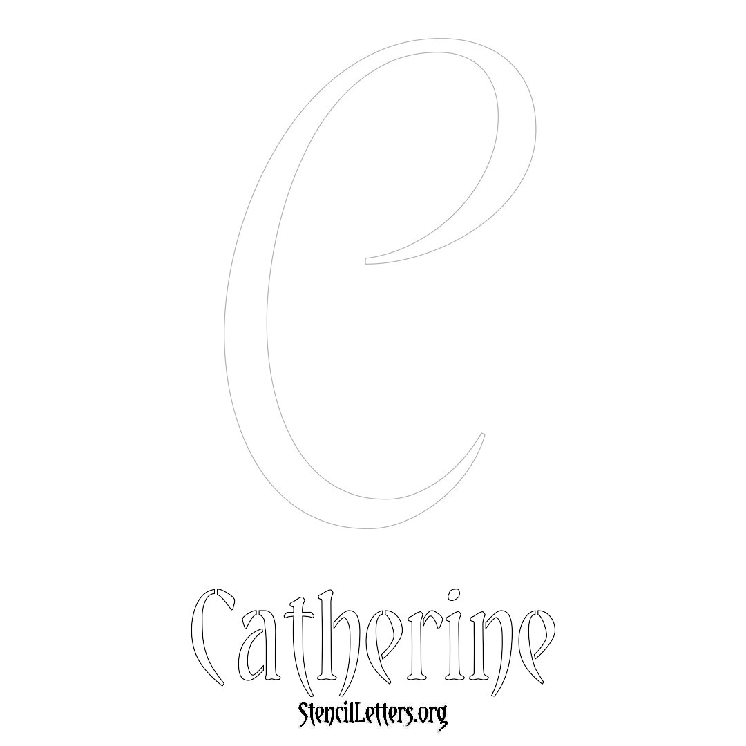 Catherine printable name initial stencil in Vintage Brush Lettering