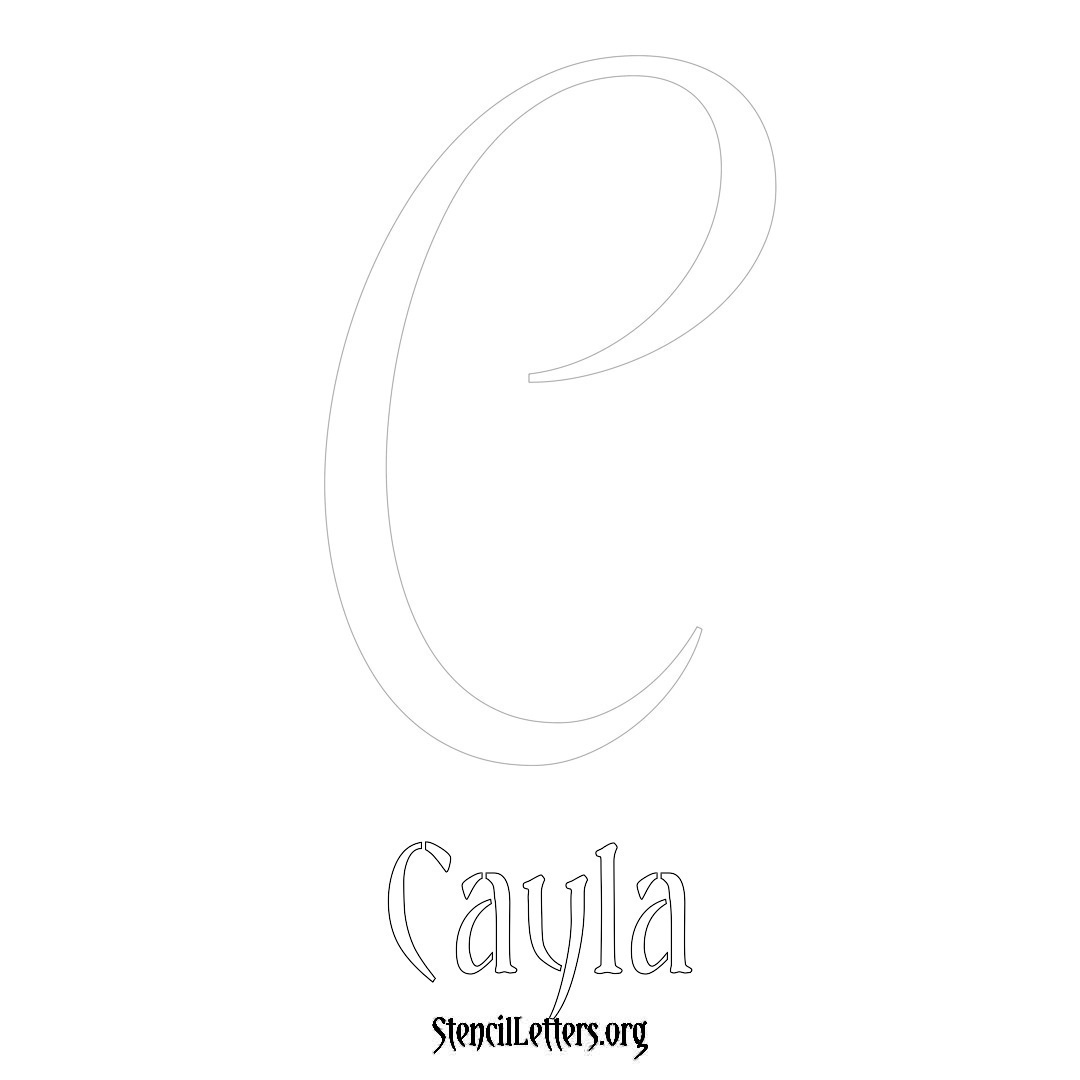 Cayla printable name initial stencil in Vintage Brush Lettering