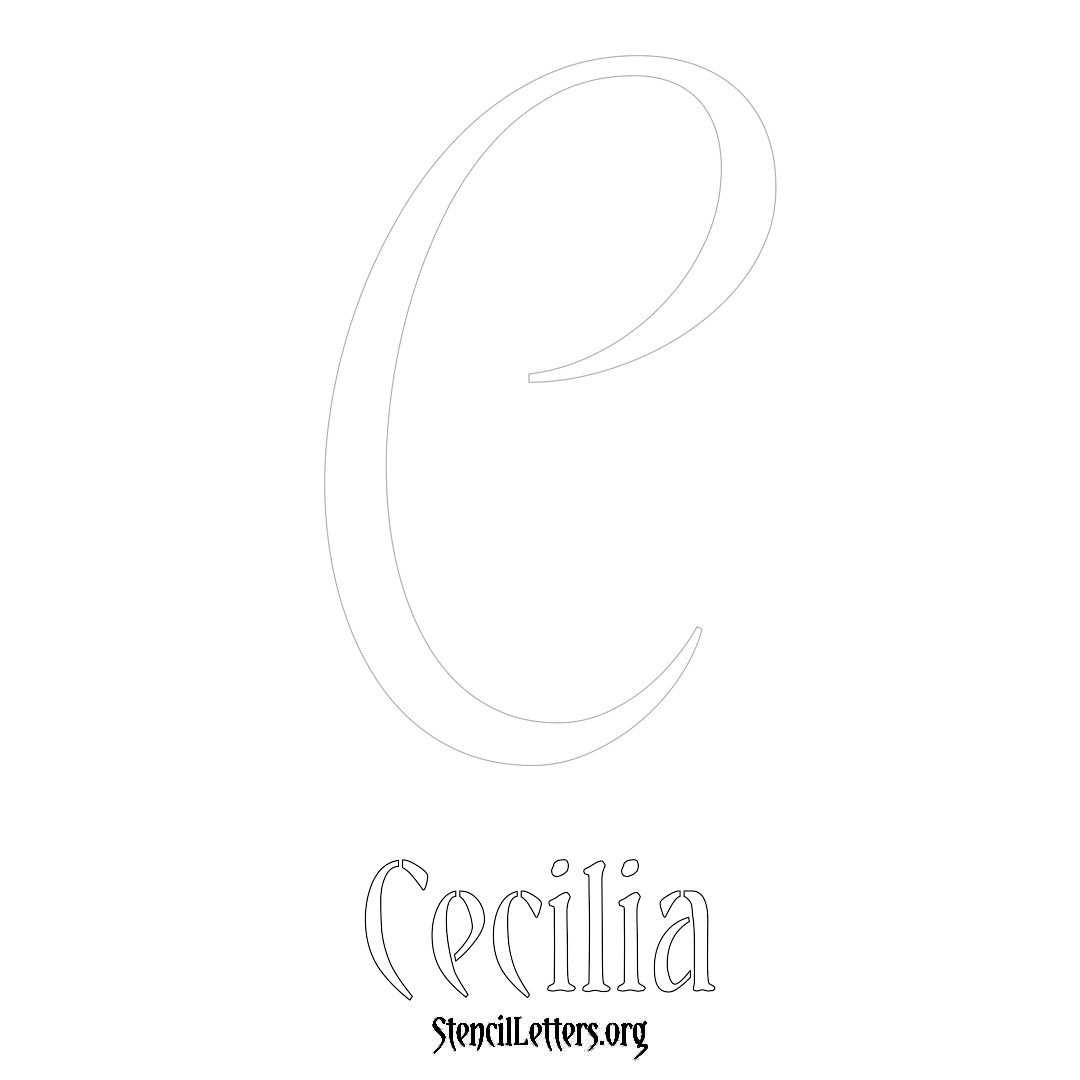 Cecilia printable name initial stencil in Vintage Brush Lettering