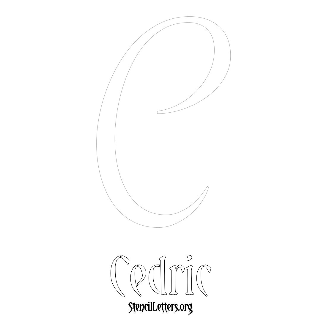 Cedric printable name initial stencil in Vintage Brush Lettering