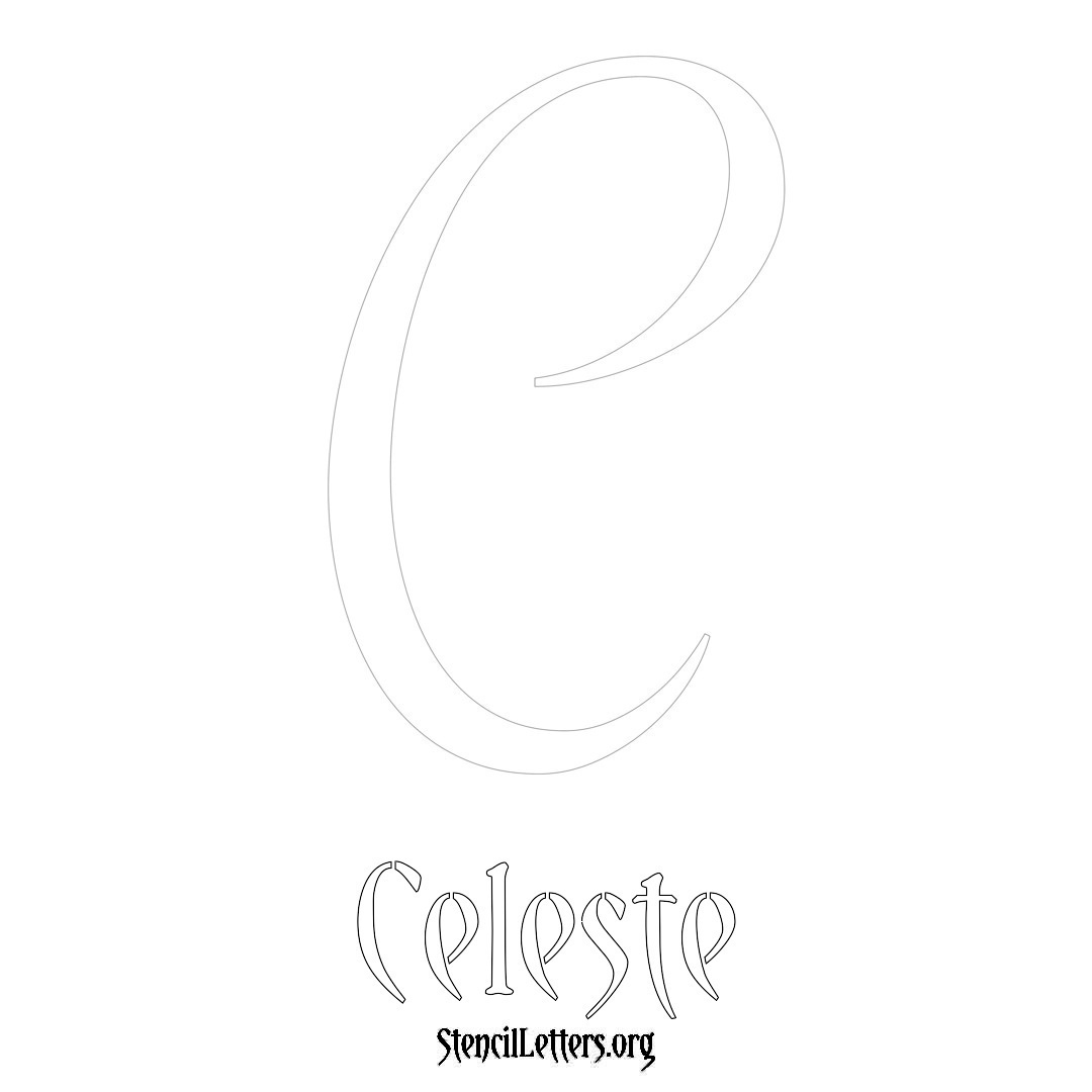 Celeste printable name initial stencil in Vintage Brush Lettering