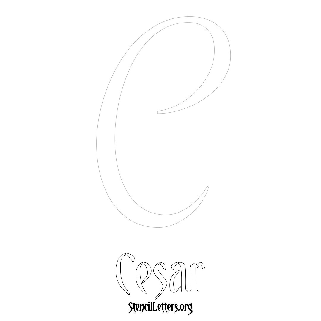 Cesar printable name initial stencil in Vintage Brush Lettering