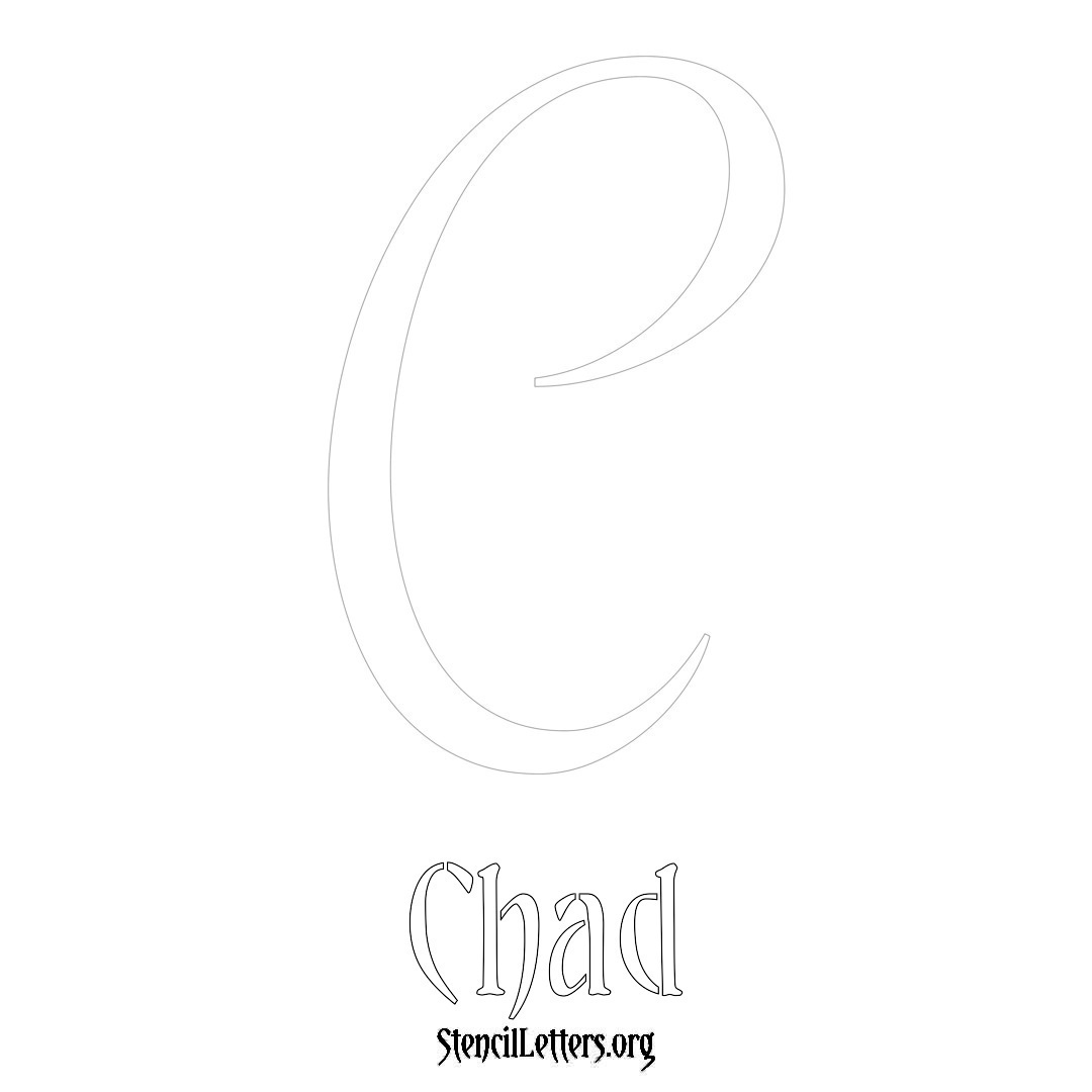 Chad printable name initial stencil in Vintage Brush Lettering