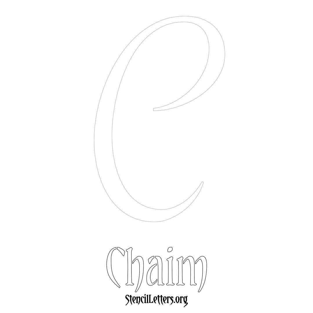 Chaim printable name initial stencil in Vintage Brush Lettering