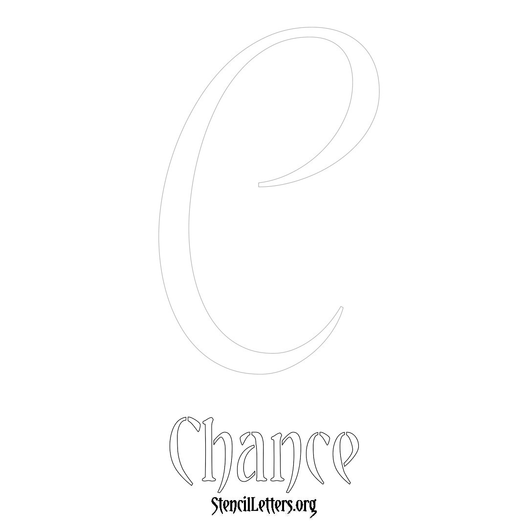 Chance printable name initial stencil in Vintage Brush Lettering