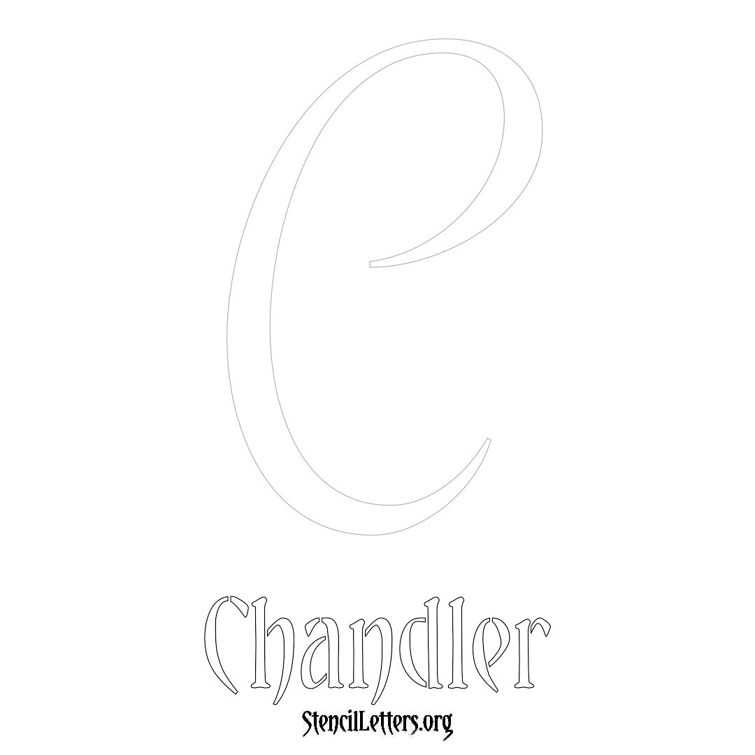 Chandler printable name initial stencil in Vintage Brush Lettering