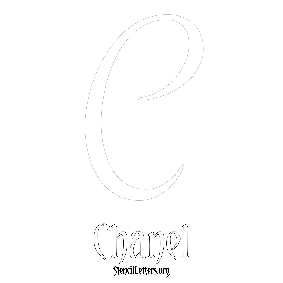 Chanel printable name initial stencil in Vintage Brush Lettering