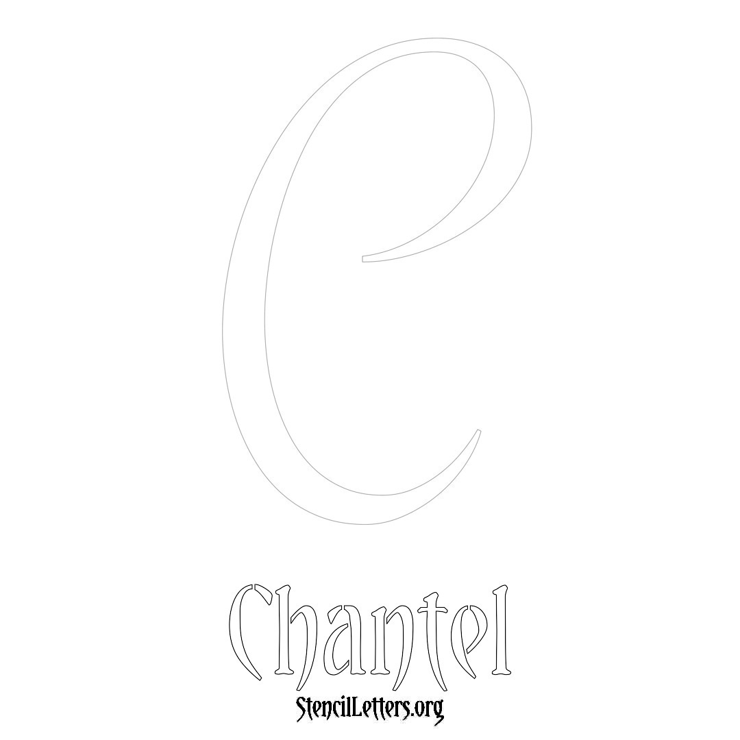 Chantel printable name initial stencil in Vintage Brush Lettering