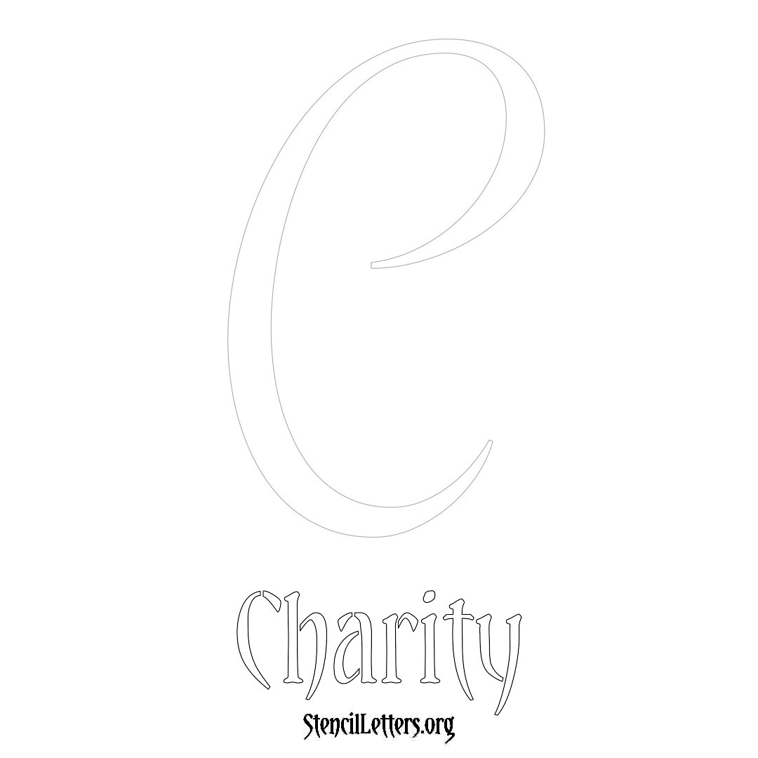 Charity printable name initial stencil in Vintage Brush Lettering