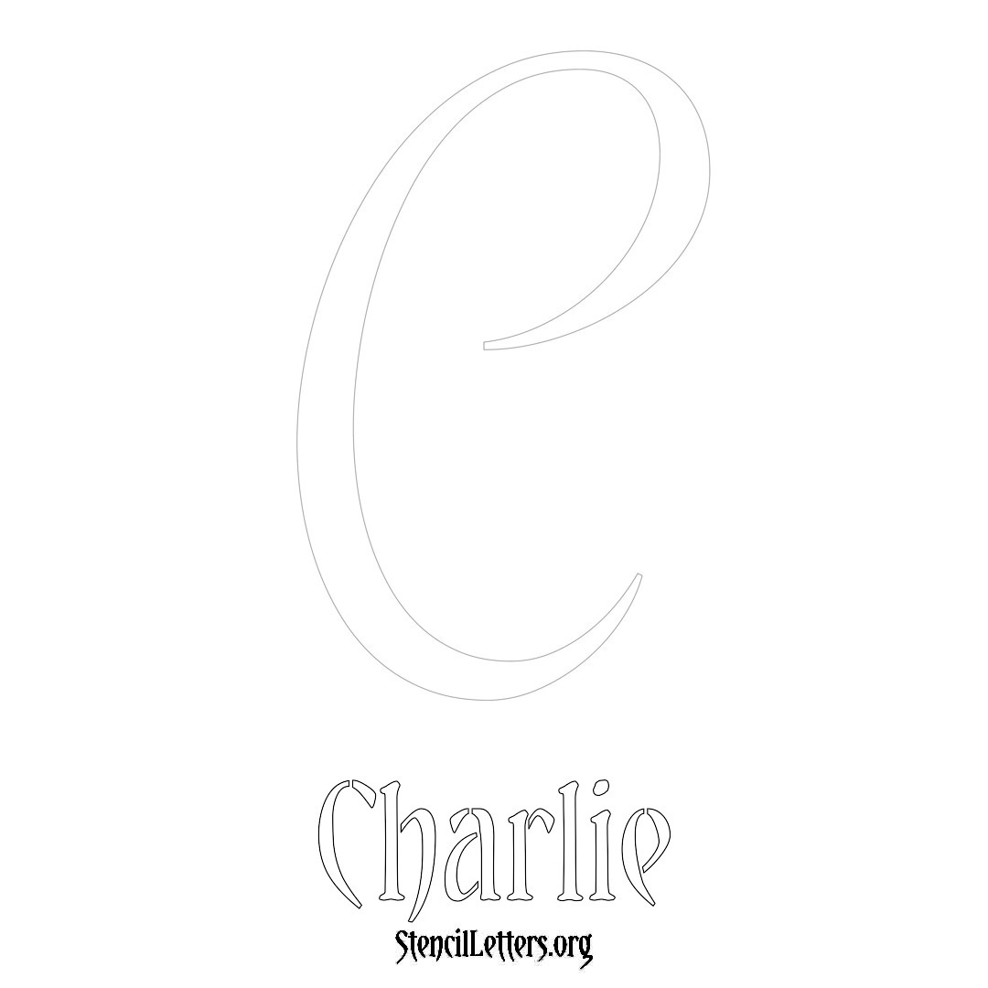 Charlie printable name initial stencil in Vintage Brush Lettering