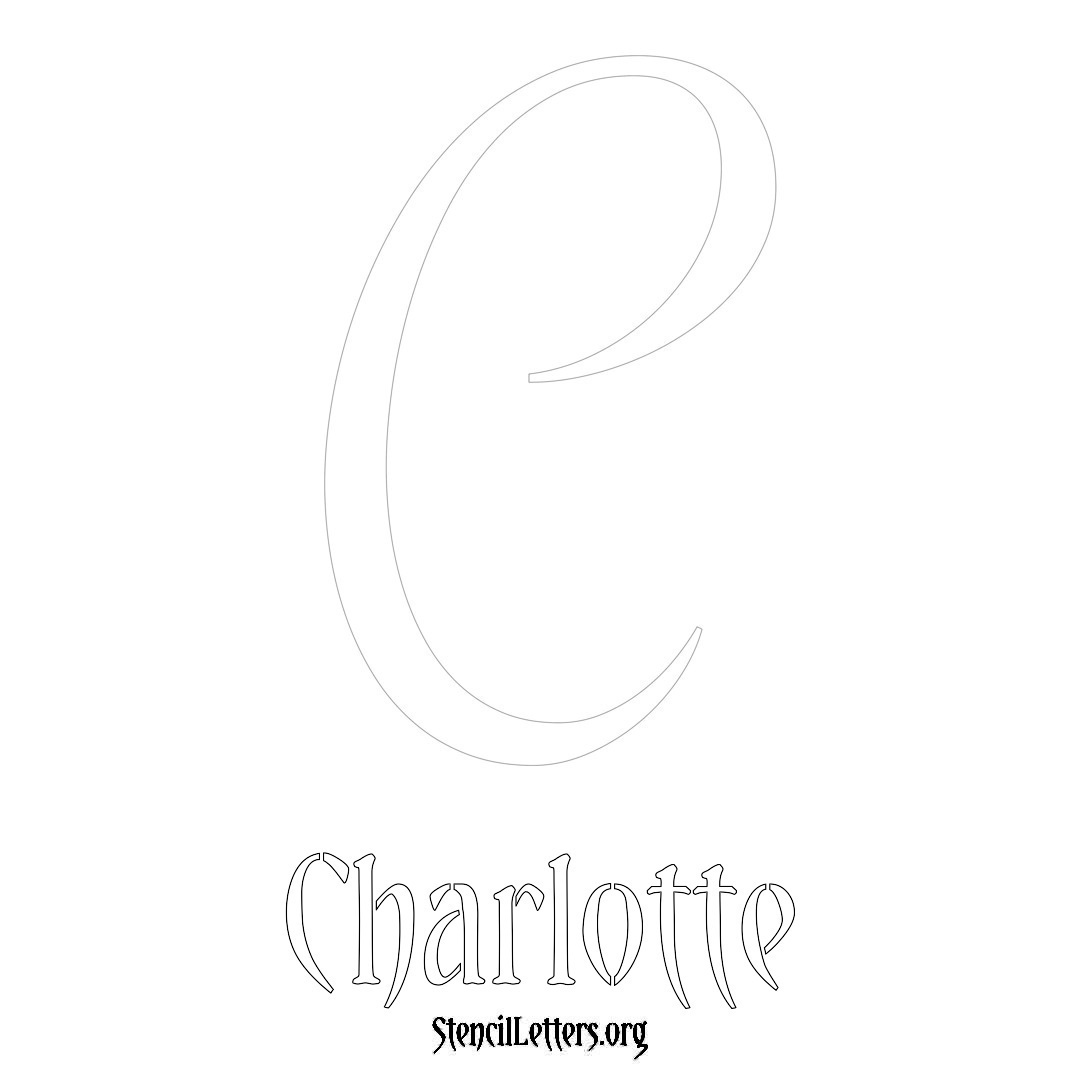 Charlotte printable name initial stencil in Vintage Brush Lettering