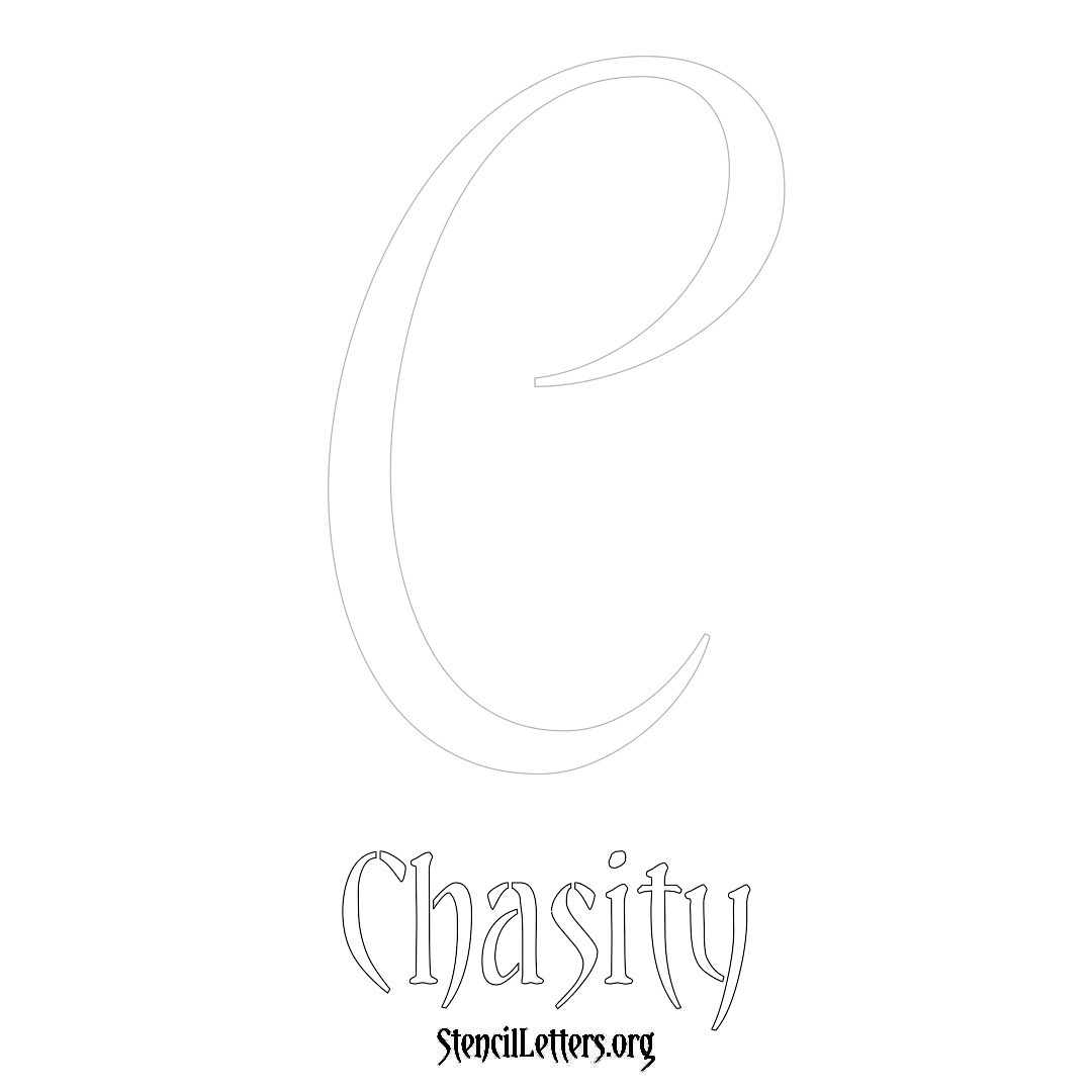 Chasity printable name initial stencil in Vintage Brush Lettering