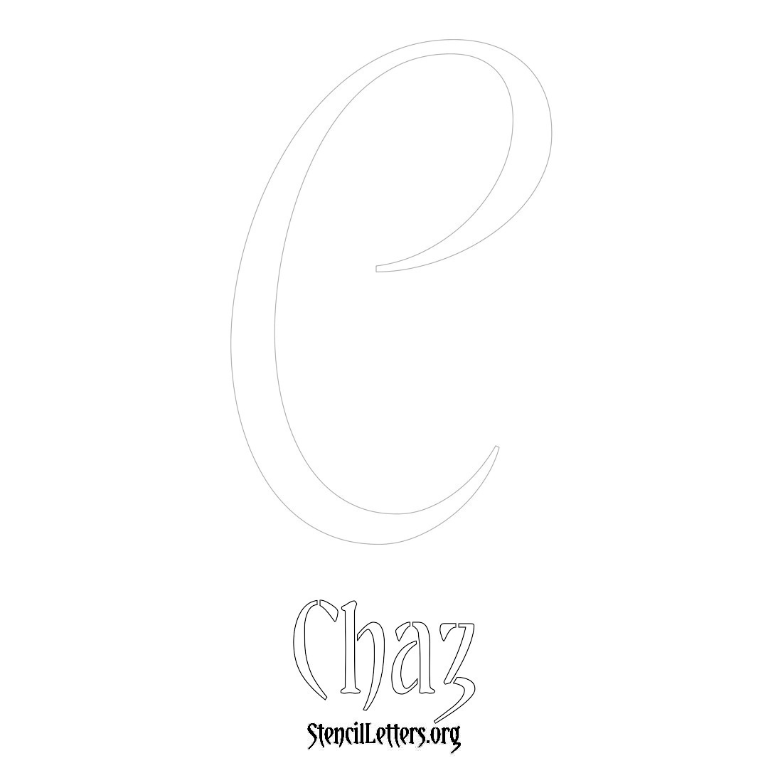 Chaz printable name initial stencil in Vintage Brush Lettering