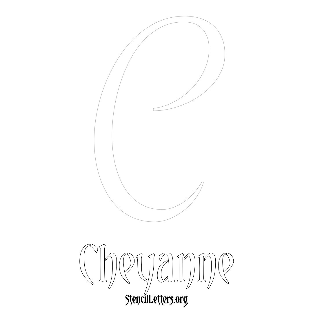 Cheyanne printable name initial stencil in Vintage Brush Lettering