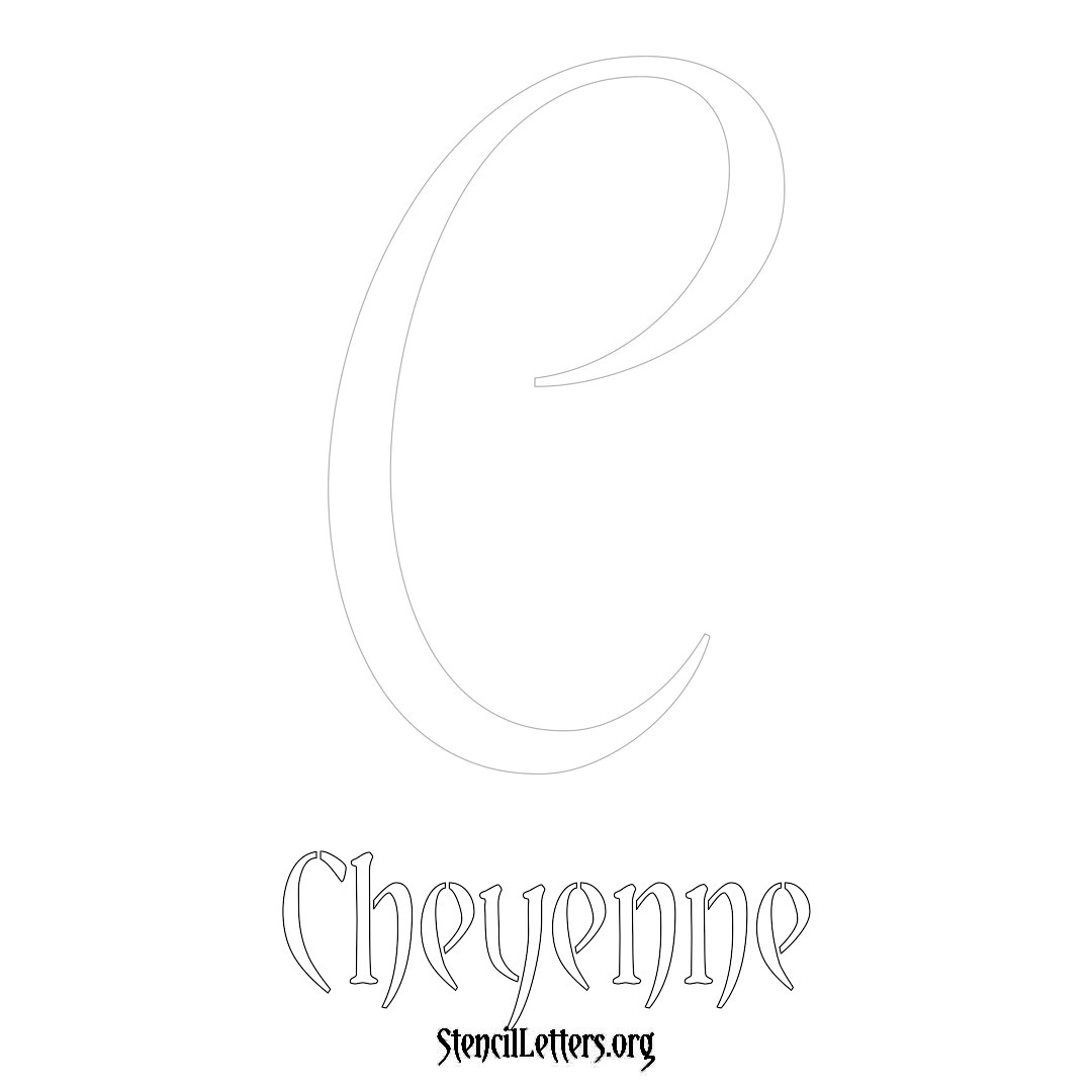 Cheyenne printable name initial stencil in Vintage Brush Lettering