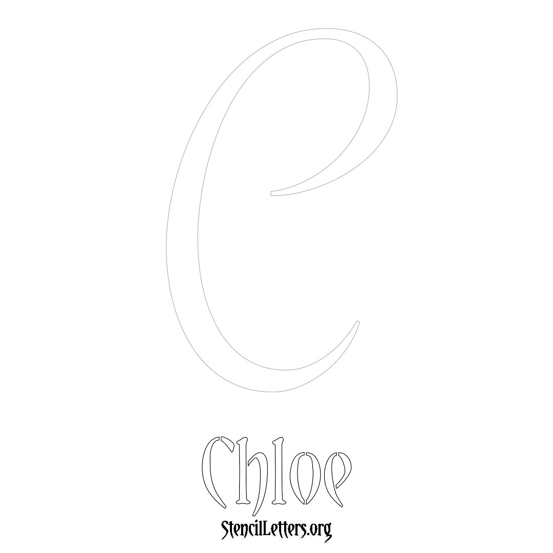 Chloe printable name initial stencil in Vintage Brush Lettering