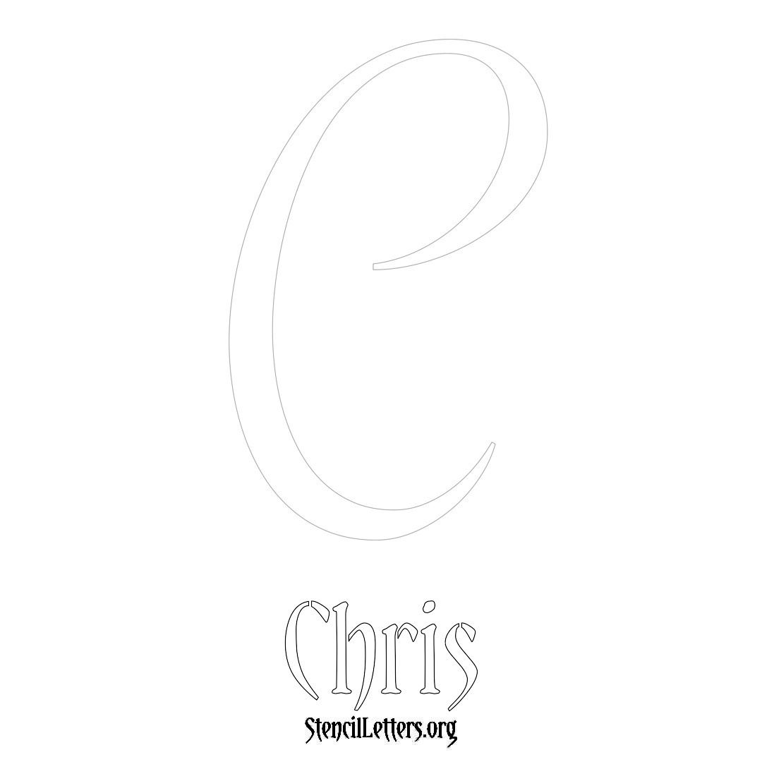 Chris printable name initial stencil in Vintage Brush Lettering