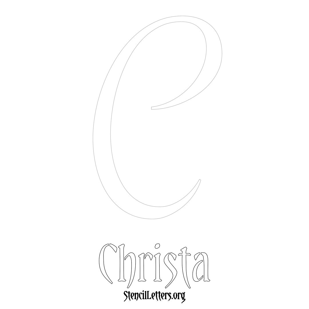 Christa printable name initial stencil in Vintage Brush Lettering