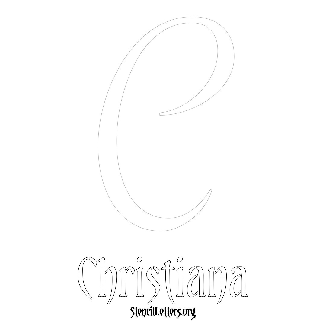 Christiana printable name initial stencil in Vintage Brush Lettering