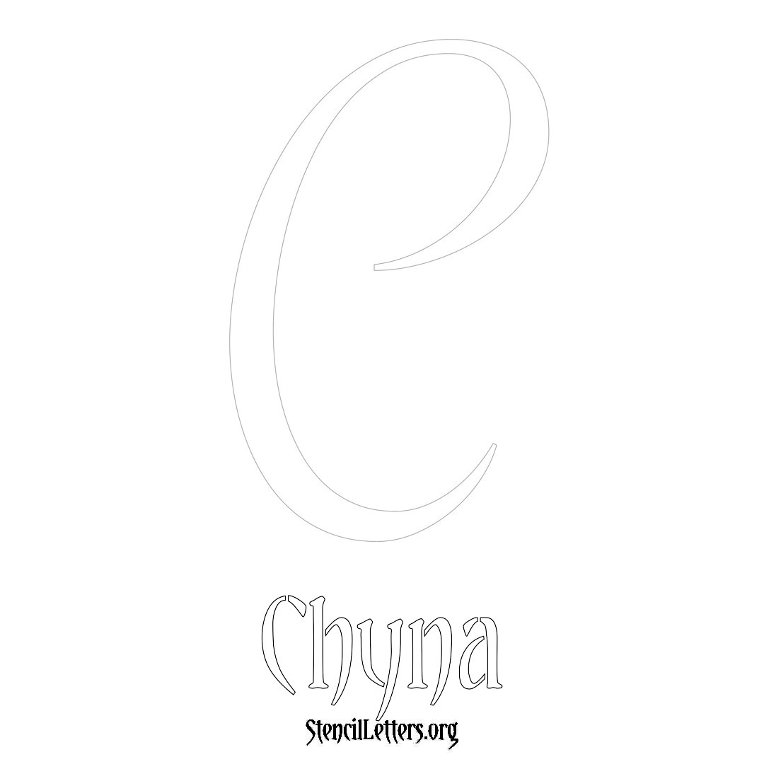 Chyna printable name initial stencil in Vintage Brush Lettering