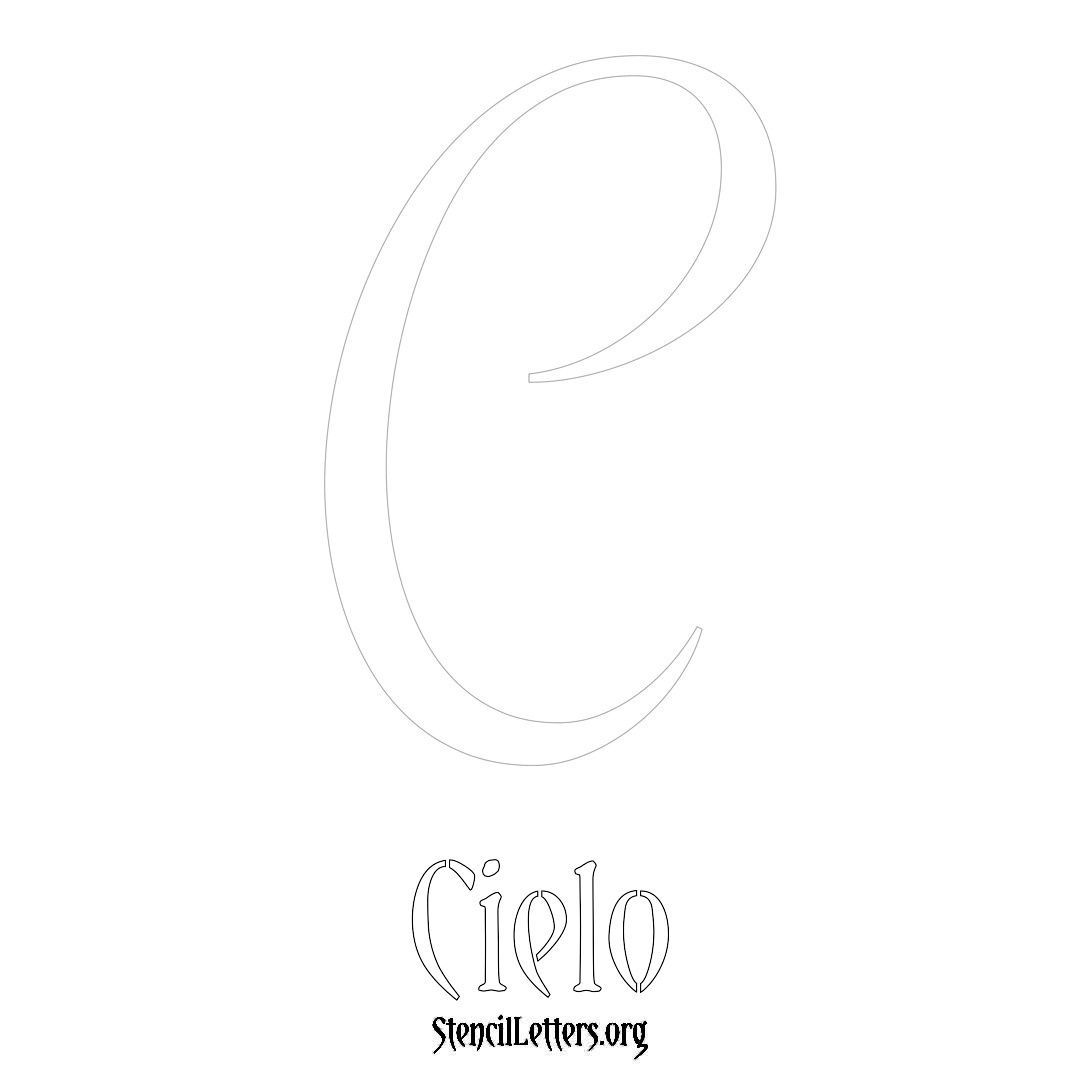 Cielo printable name initial stencil in Vintage Brush Lettering