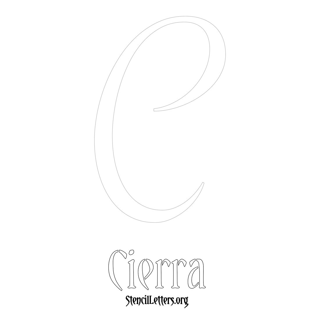 Cierra printable name initial stencil in Vintage Brush Lettering