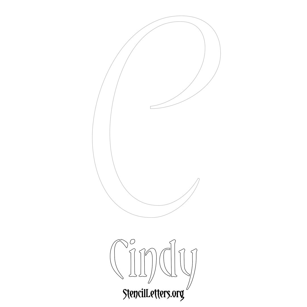 Cindy printable name initial stencil in Vintage Brush Lettering