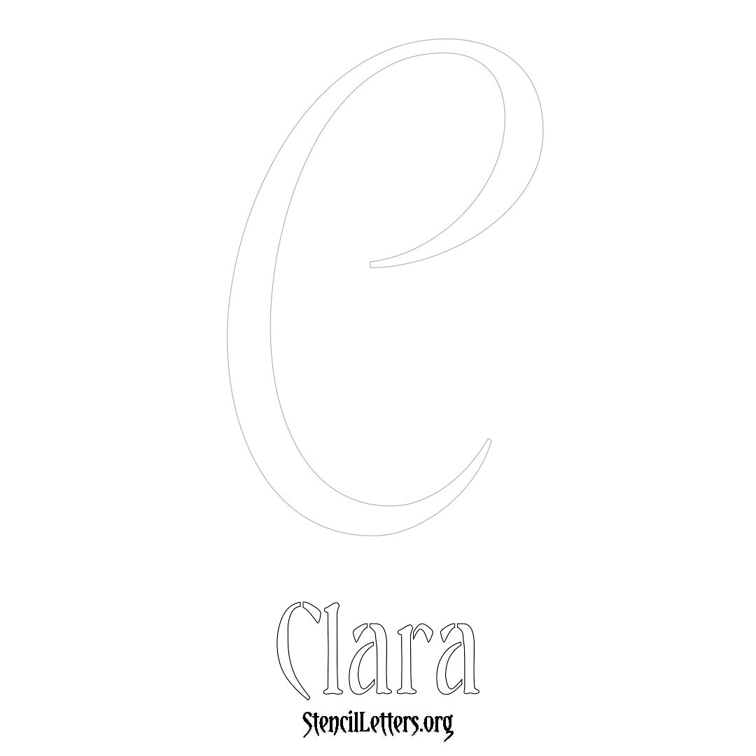 Clara printable name initial stencil in Vintage Brush Lettering