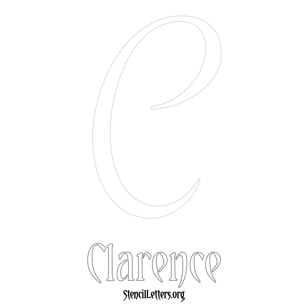 Clarence printable name initial stencil in Vintage Brush Lettering
