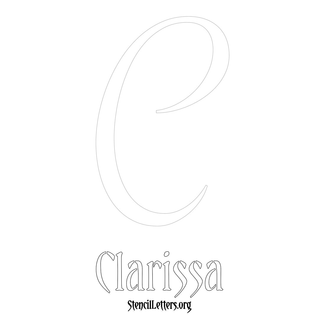 Clarissa printable name initial stencil in Vintage Brush Lettering