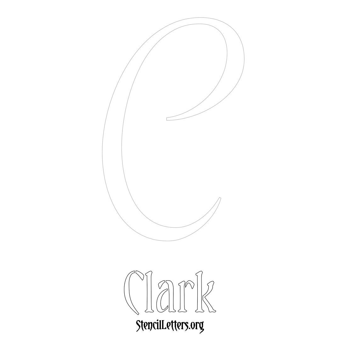 Clark printable name initial stencil in Vintage Brush Lettering