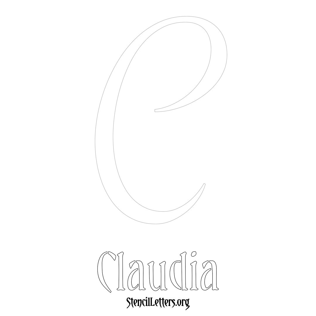 Claudia printable name initial stencil in Vintage Brush Lettering