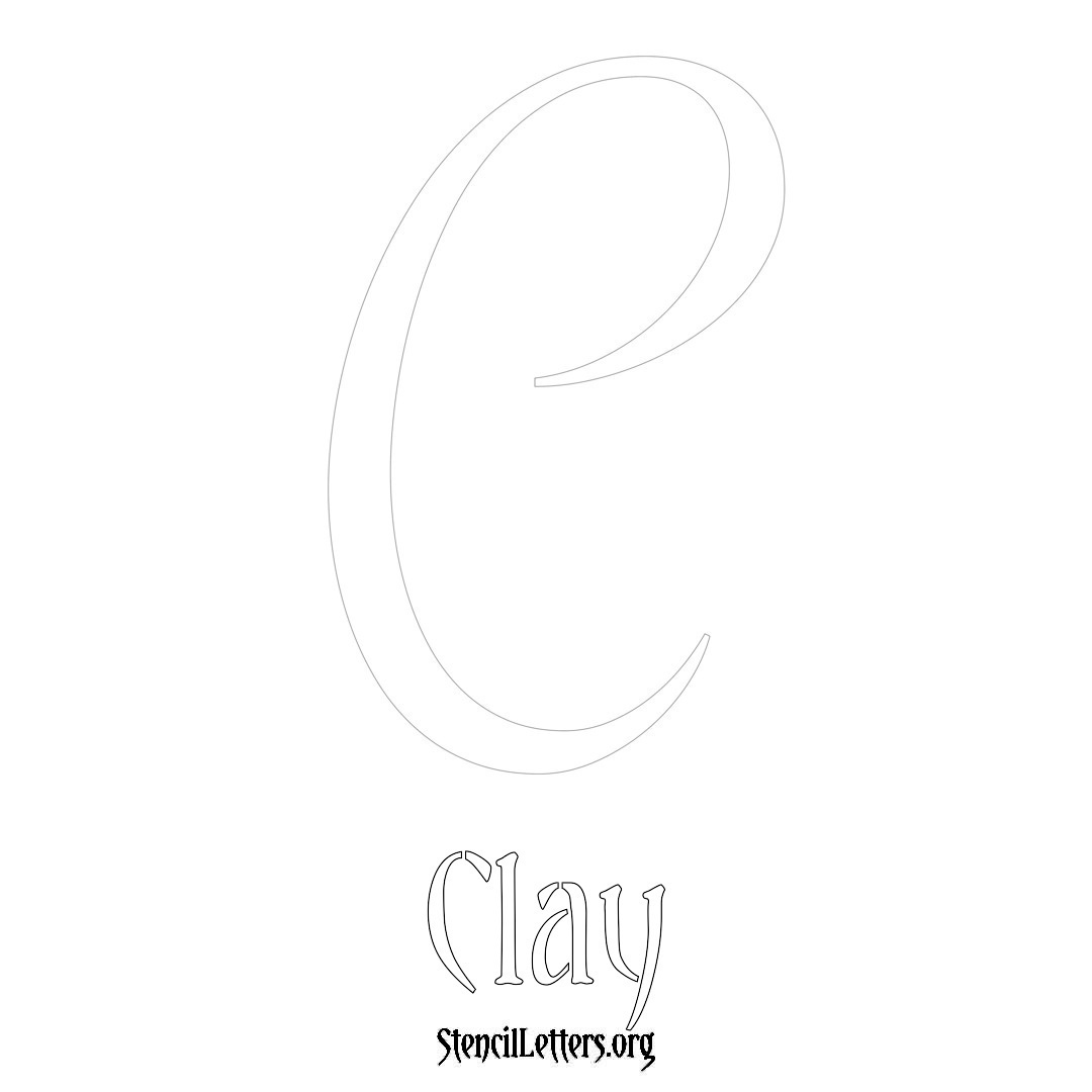 Clay printable name initial stencil in Vintage Brush Lettering