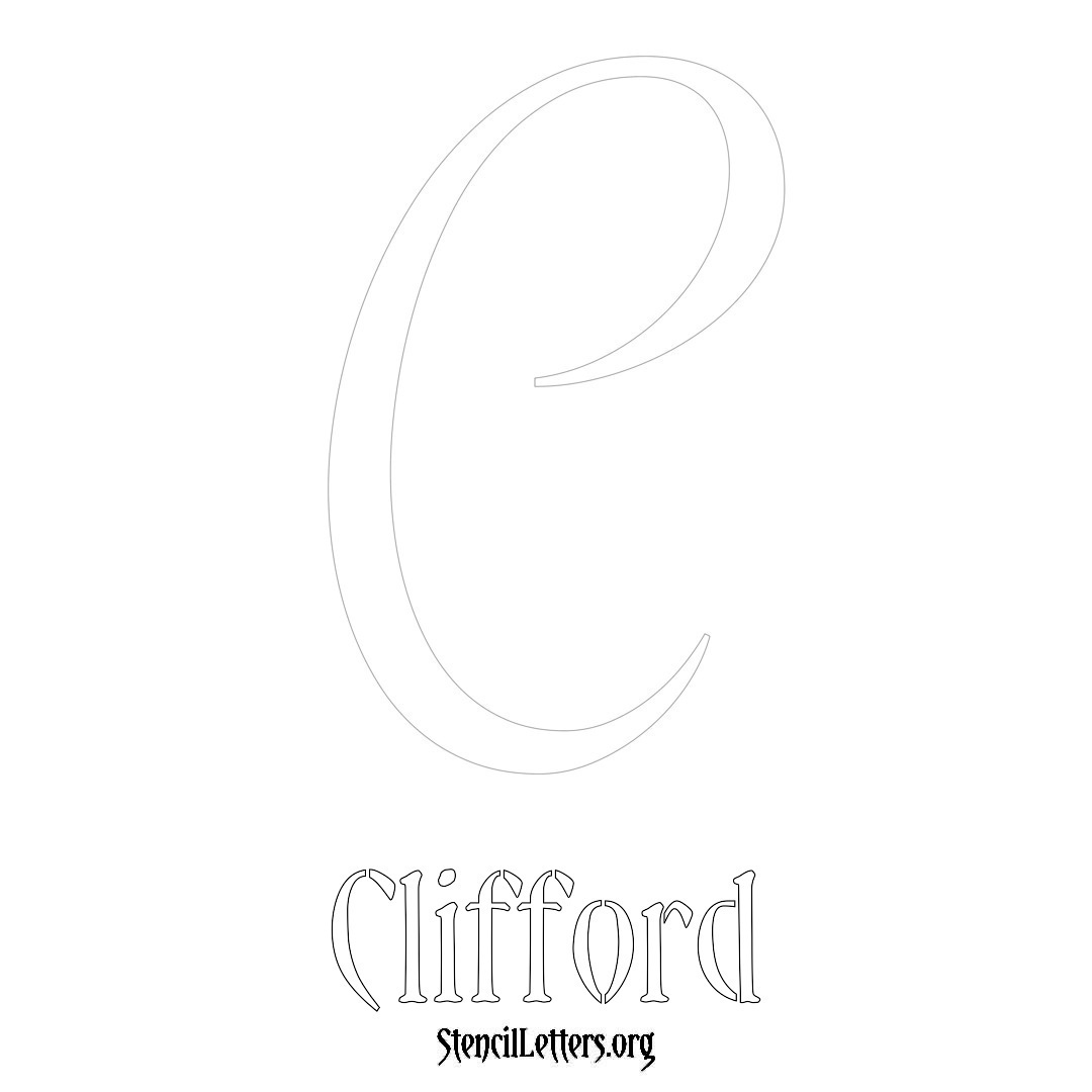 Clifford printable name initial stencil in Vintage Brush Lettering
