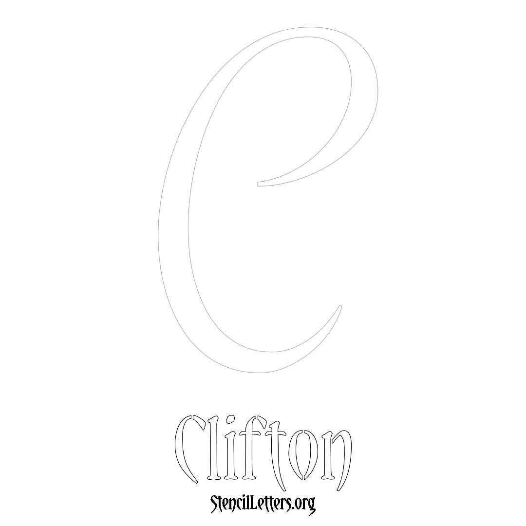 Clifton printable name initial stencil in Vintage Brush Lettering