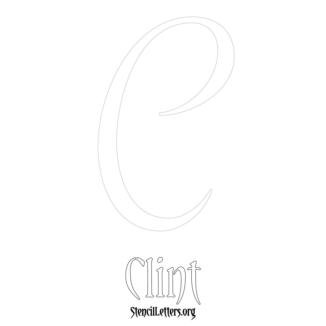 Clint printable name initial stencil in Vintage Brush Lettering