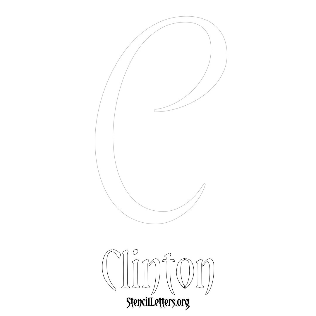 Clinton printable name initial stencil in Vintage Brush Lettering