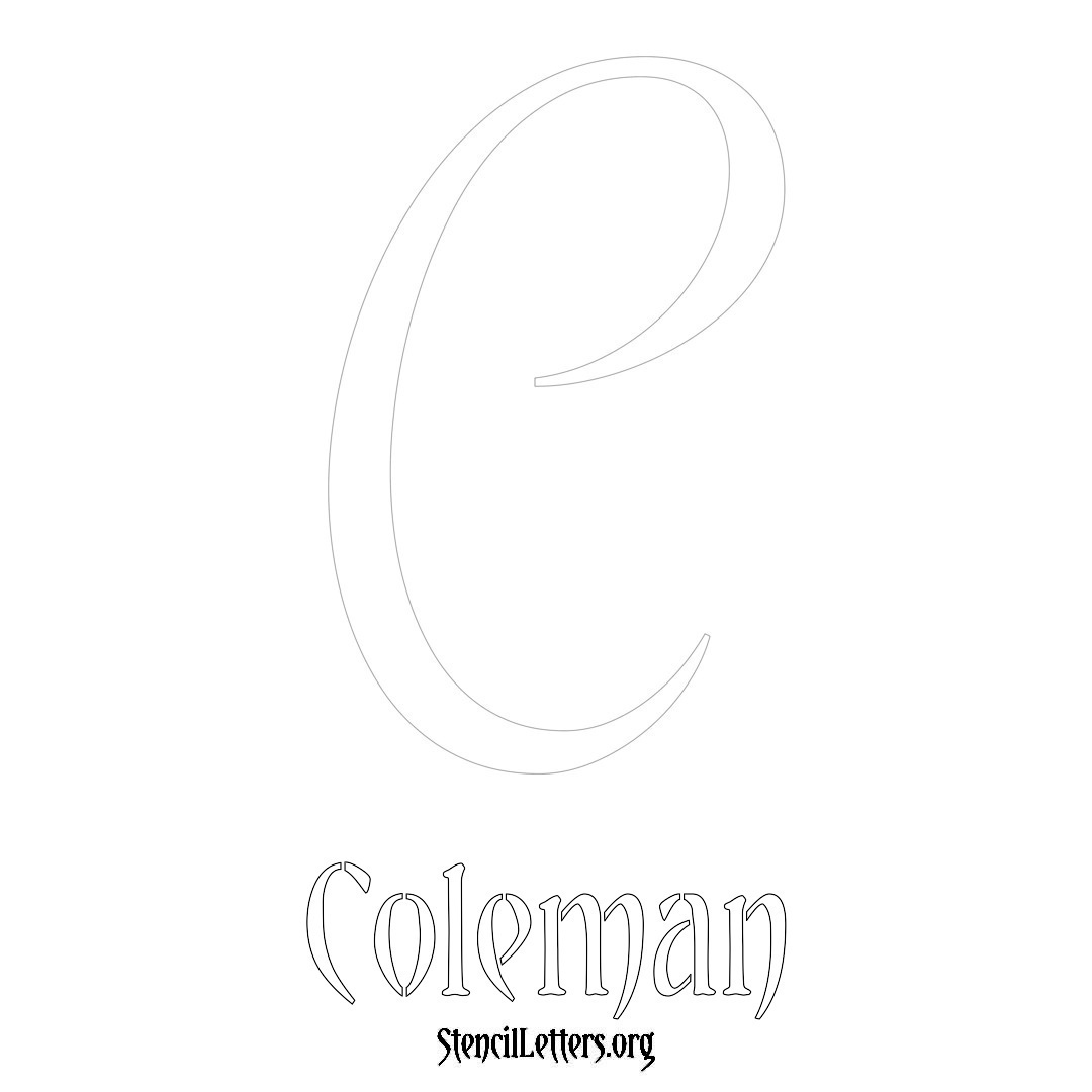 Coleman printable name initial stencil in Vintage Brush Lettering