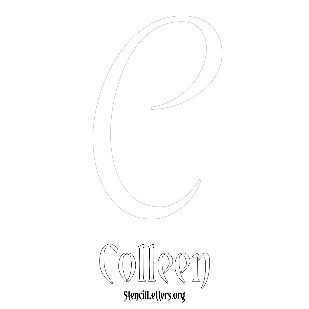 Colleen printable name initial stencil in Vintage Brush Lettering