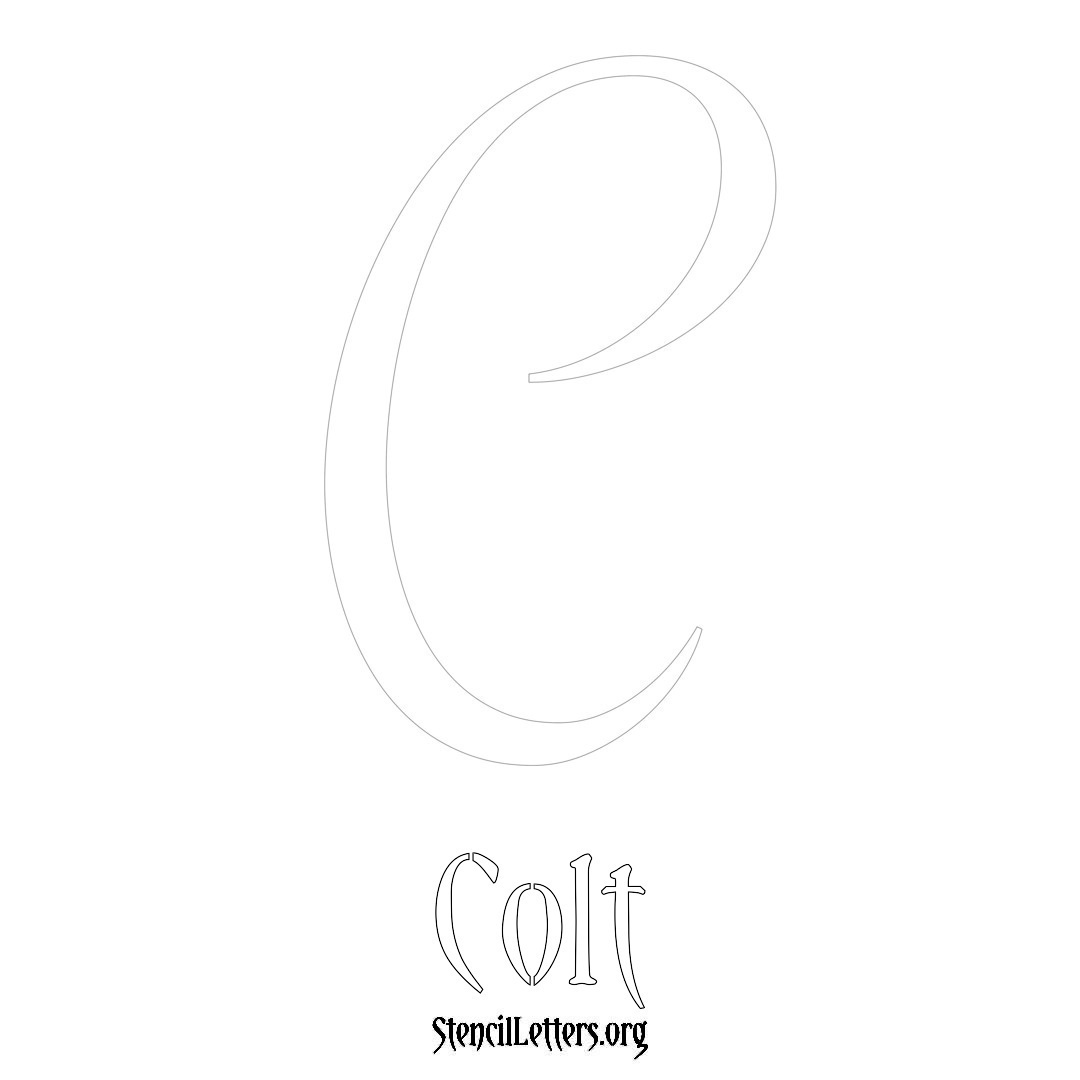 Colt printable name initial stencil in Vintage Brush Lettering