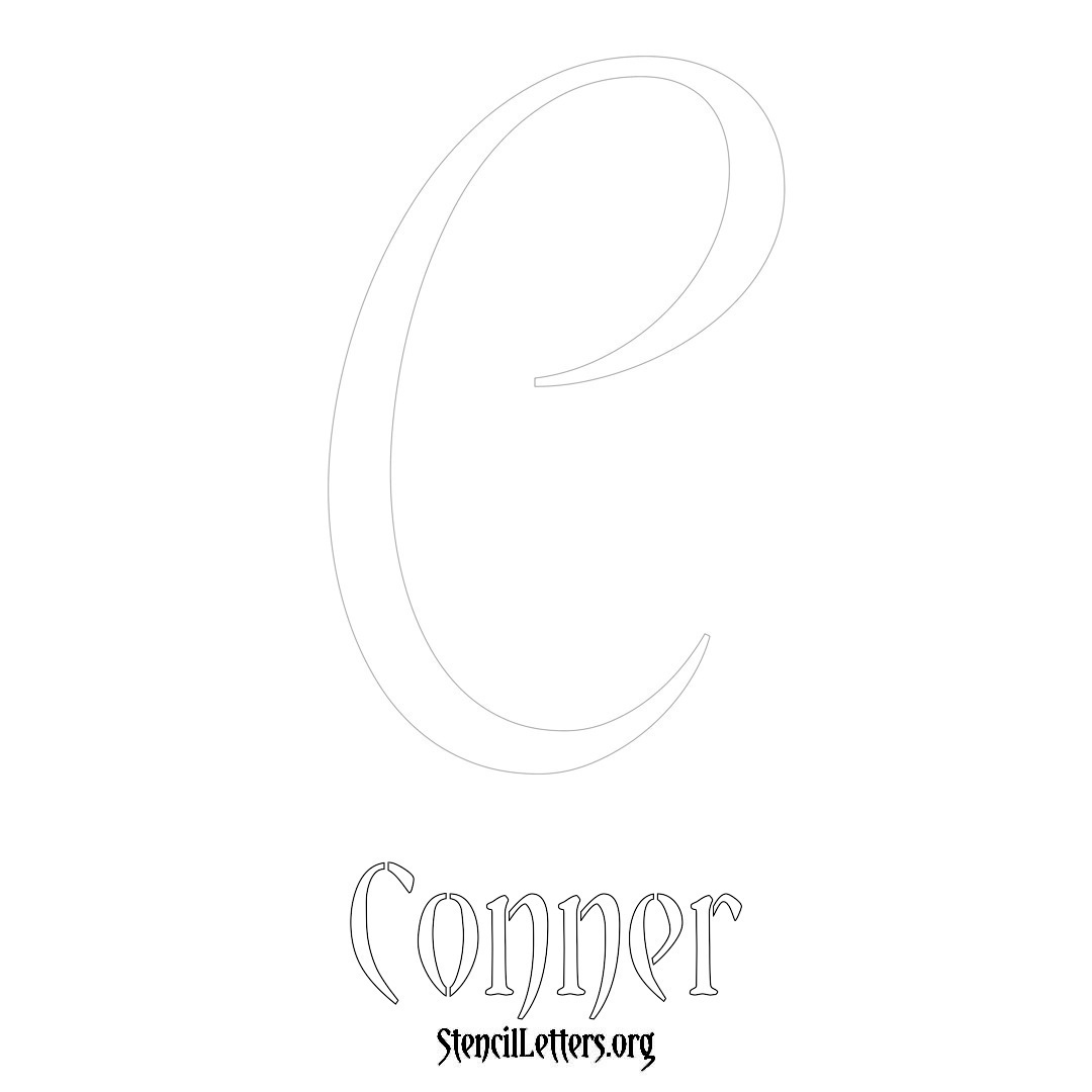 Conner printable name initial stencil in Vintage Brush Lettering