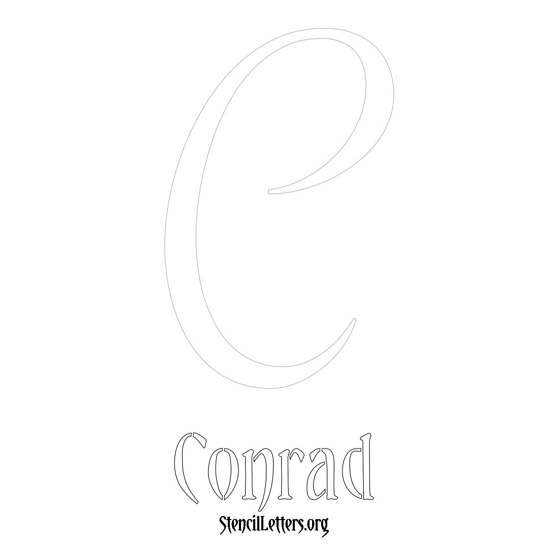 Conrad printable name initial stencil in Vintage Brush Lettering