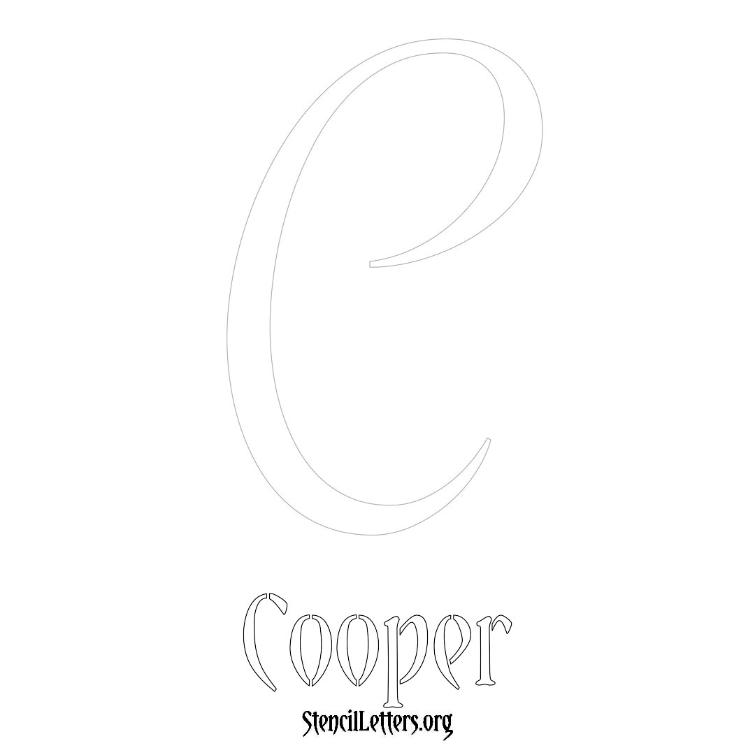 Cooper printable name initial stencil in Vintage Brush Lettering