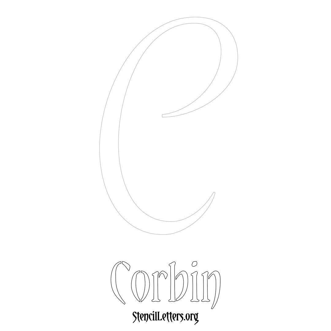 Corbin printable name initial stencil in Vintage Brush Lettering