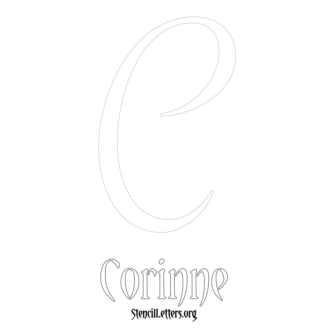 Corinne printable name initial stencil in Vintage Brush Lettering