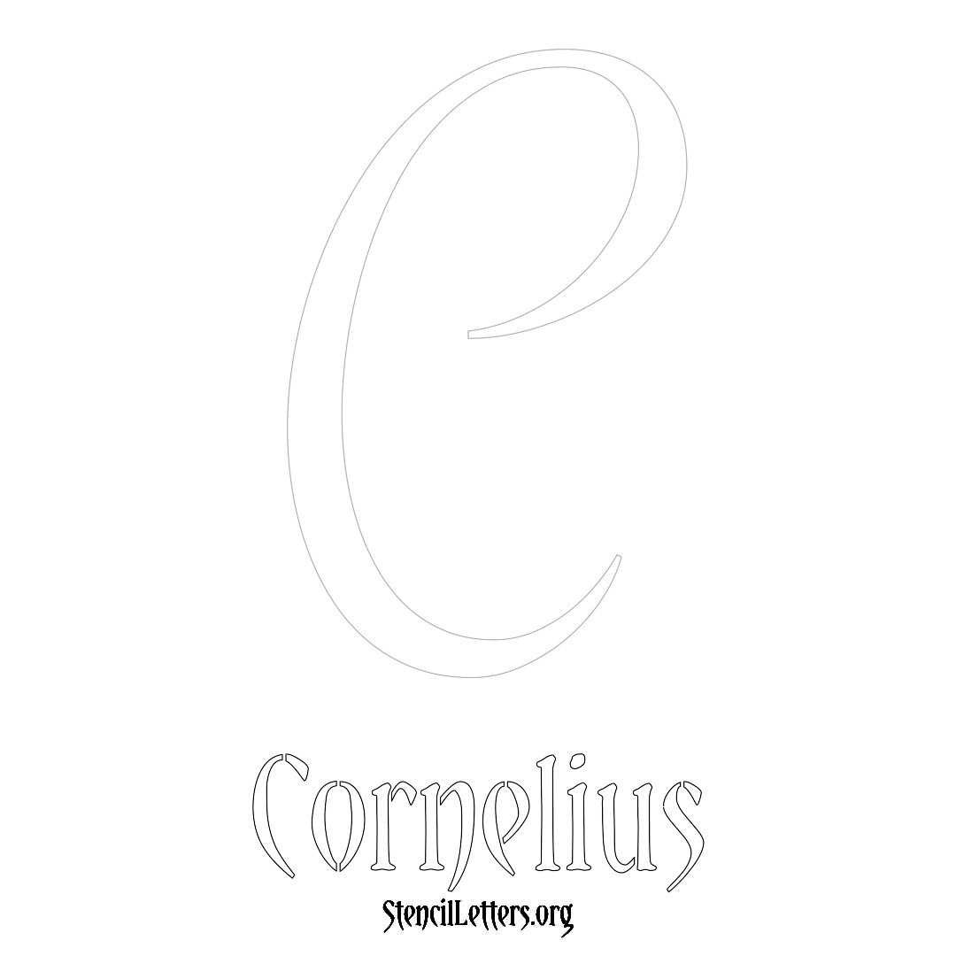 Cornelius printable name initial stencil in Vintage Brush Lettering