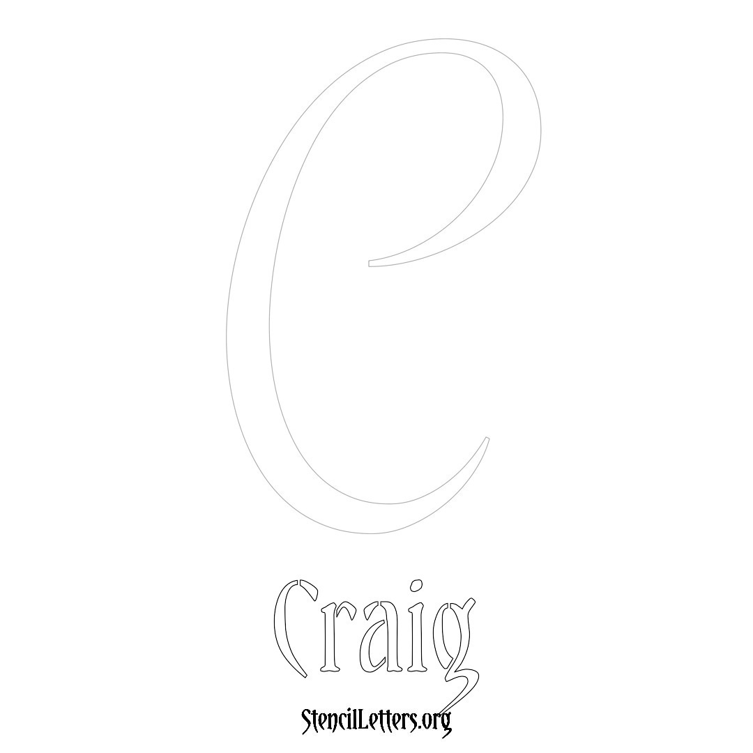 Craig printable name initial stencil in Vintage Brush Lettering