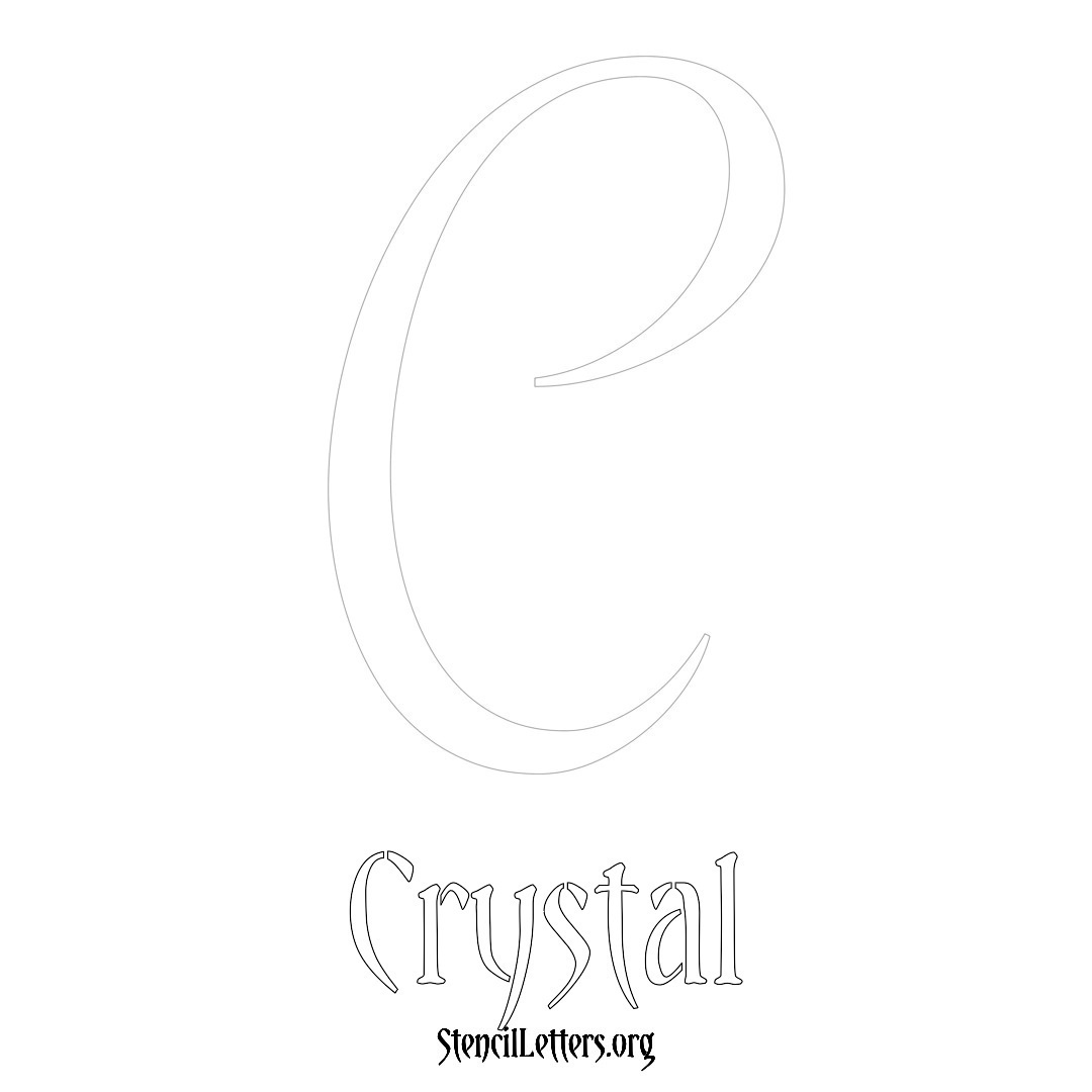 Crystal printable name initial stencil in Vintage Brush Lettering