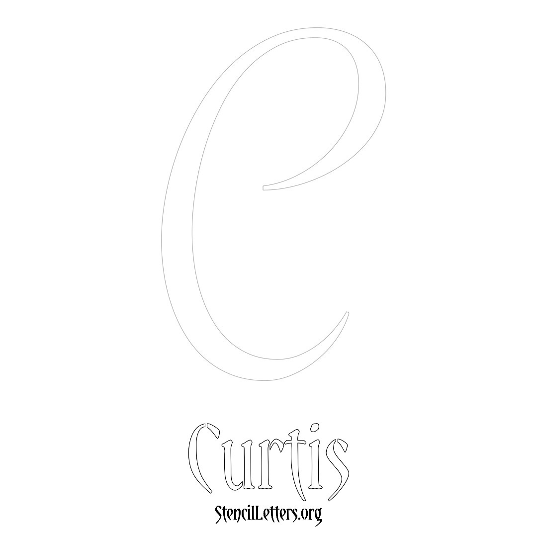 Curtis printable name initial stencil in Vintage Brush Lettering